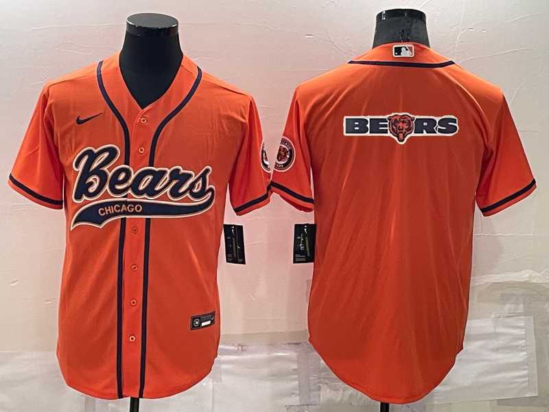 Men's Chicago Bears Orange Team Big Logo With Patch Cool Base Stitched Baseball Jersey,We sell and wholesale Men's Chicago Bears Orange Team Big Logo With Patch Cool Base Stitched Baseball Jersey on line form chian!